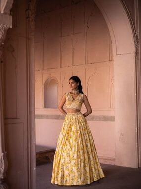 Yellow Floral Lehenga Label Anushree